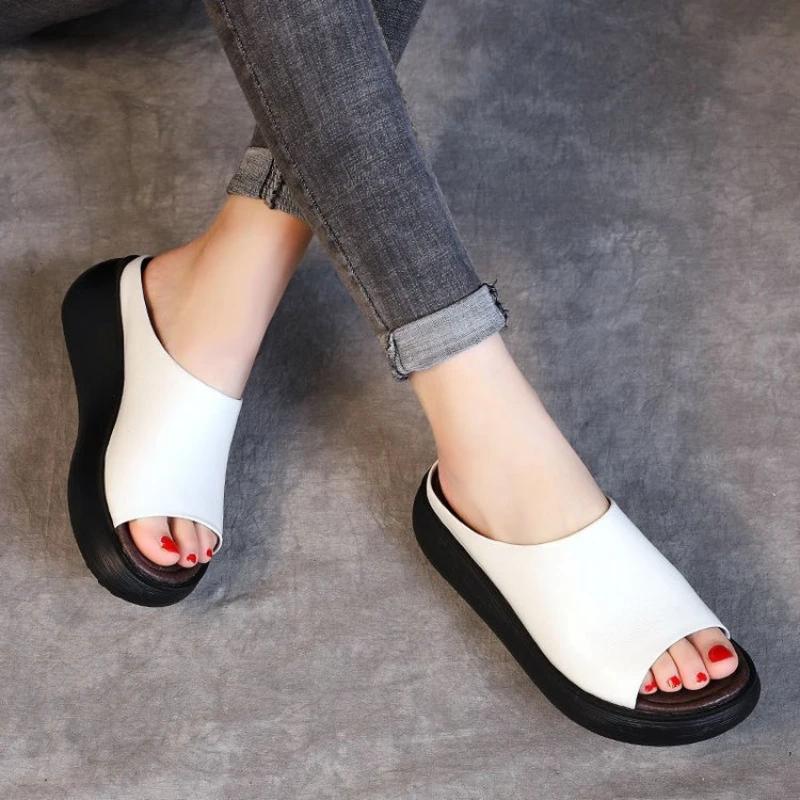 Fashion Slippers for Women's Summer New Platform Shoes Womens Outdoor Slippers Open Toe Roman Shoes Ethnic Zapatos Mujer 2024 Tendencia