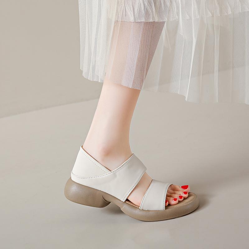 Fashion New Fashion Simple Open Toe Sandals Round Toe Thick Sole Romen Beach Sport Sandals Female Casual Flat Sandalias