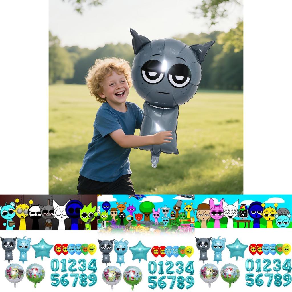 Шарики Sprunki для украшения дня рождения с мультяшными фигурками для детских мероприятий