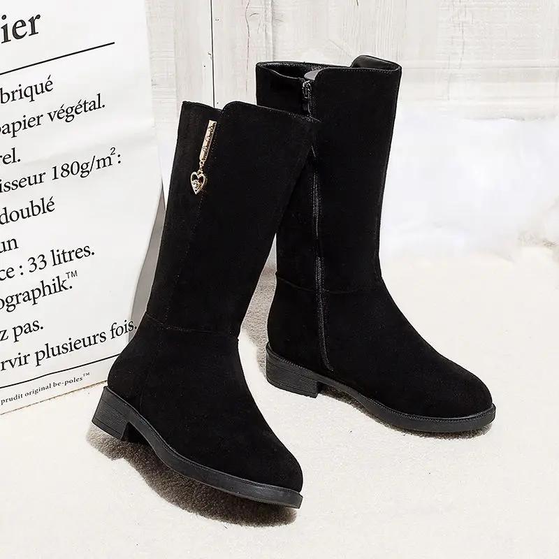 Женские сапоги до колена, женские длинные сапоги на плоской подошве, зимние, новые, в тренде, удобные и элегантные, по акции, шикарные