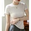 Women's Summer Hundred Slim Round Neck High Stretch Cotton Tight Short Sleeve T-Shirt