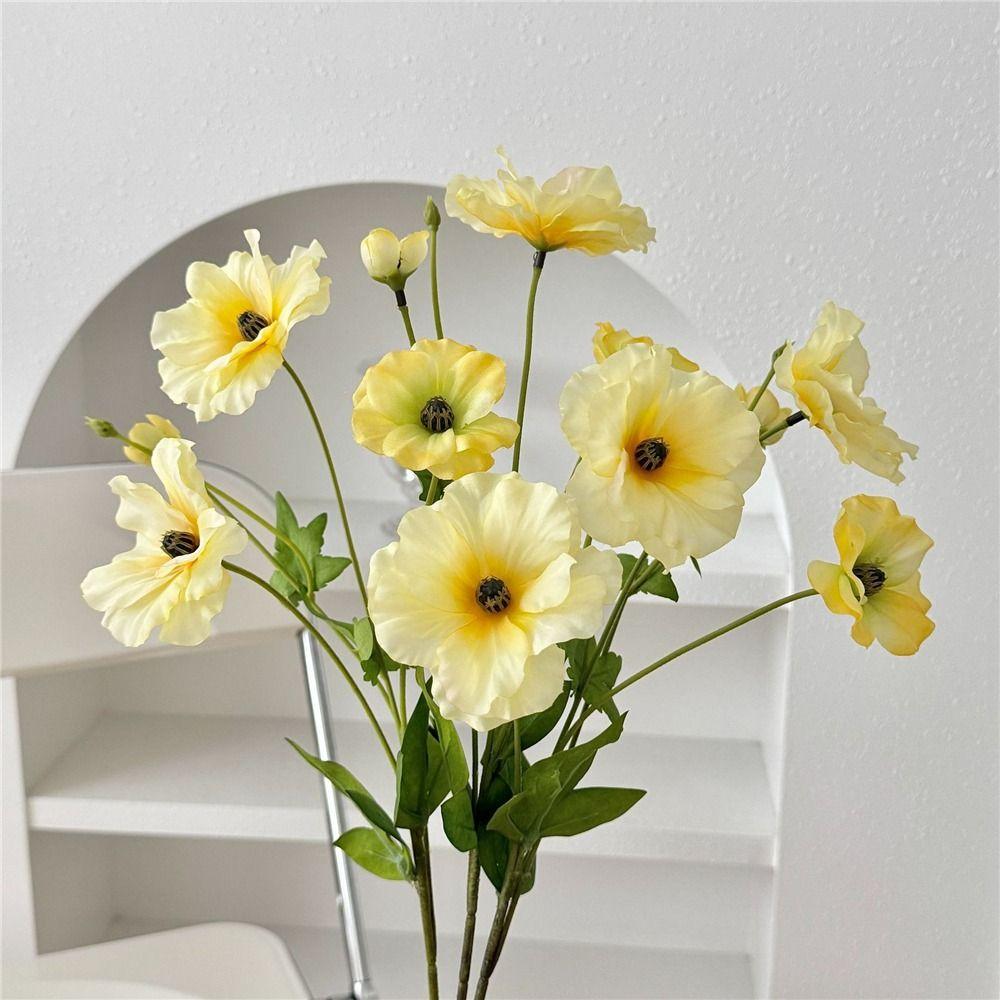 3 Head Fake Flower Bouquet Ins Style Photo Props Butterfly Peony Artificial Flower  Table Patio