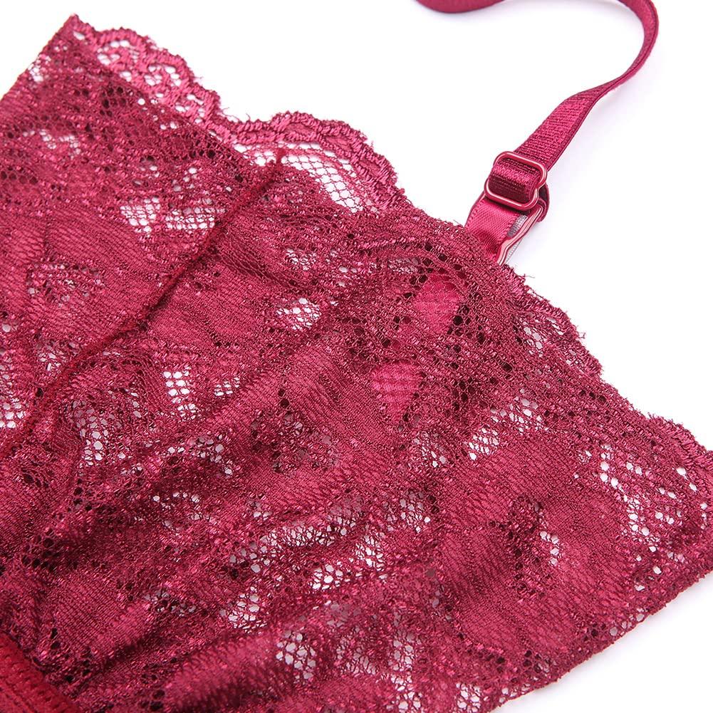 Code lingerie sexy набор для соблазнения с подвязками [Sexy 1701] Женский набор из 4 предметов, бюстгальтер, шортики, пояс, чулки, (SV399-75D-Красный)