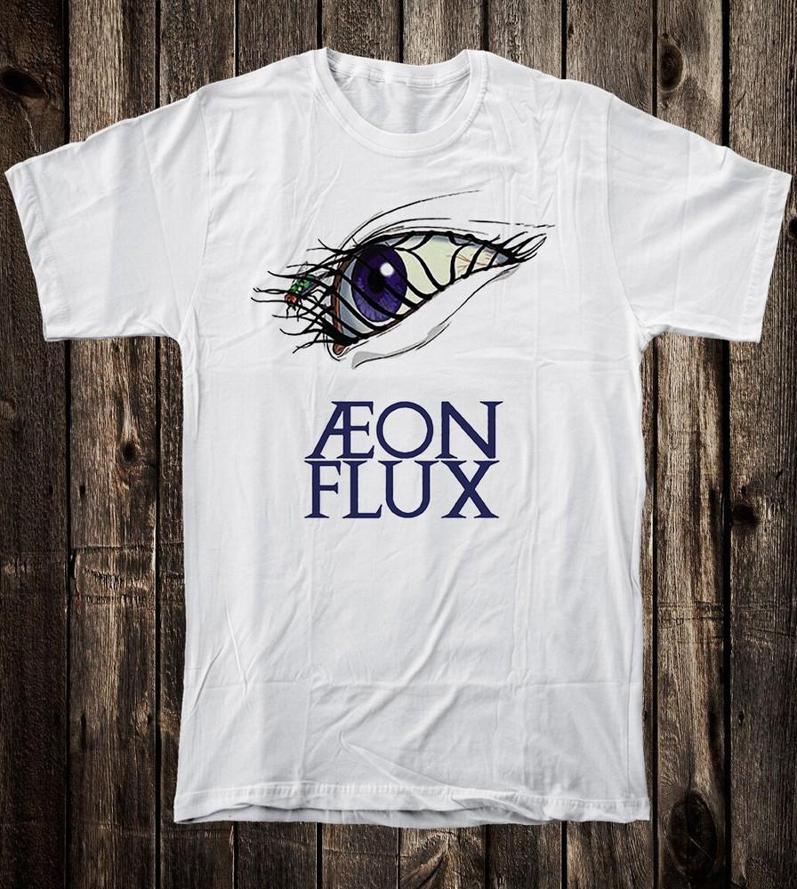 Ретро Арт Футболка 100% Хлопок Aeon Flux Глаз MTV Жидкое Телевидение Мультфильм Унисекс Футболка