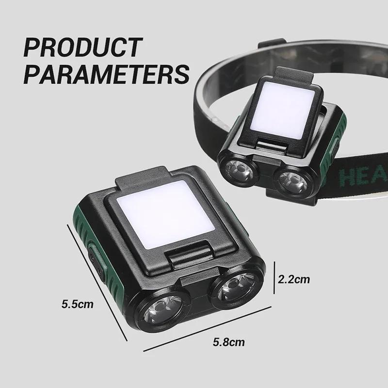 COB+LED датчик налобный фонарь USB зарядка портативный зажим для шляпы ультра яркий прожектор для рыбалки и активного отдыха на природе фонарь