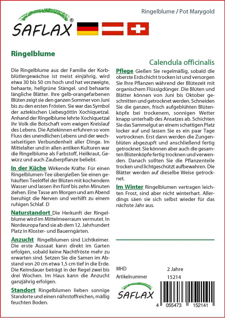 SAFLAX Garden in the Bag - Мэриголд в горшке - 50 семян - С субстратом в подходящем пакете-стойке - Calendula officinalis