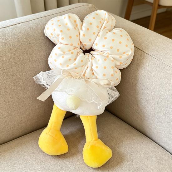 Hair Tie with Sufficient Elasticity Dot Print Lace Splicing Hair Flower Butt Design Hair Tope Buns Ponytails Half-Tied Hair