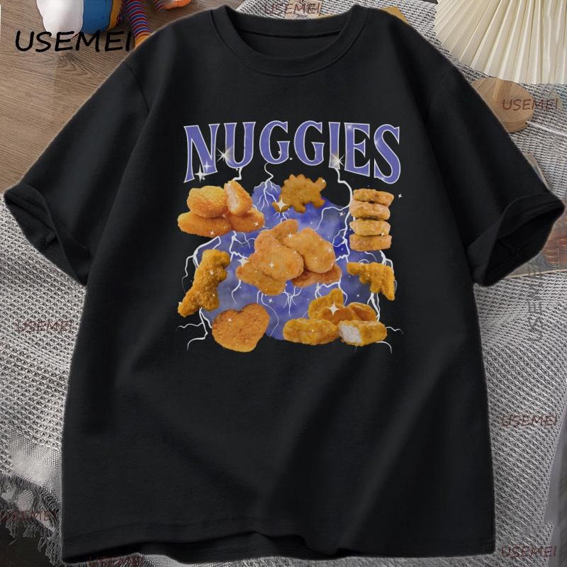 Футболка с наггетсами Забавная футболка с концерта 90-х Странные вещи Мем Футболка Рождественские подарки Унисекс Женская Хлопок Короткий рукав Графическая футболка