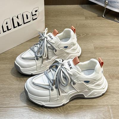 Женская обувь, новый дизайн, сочетающийся с цветом, толстая подошва, дышащая, радужный контрастный цвет, усиливающий повседневные женские кроссовки, теннис