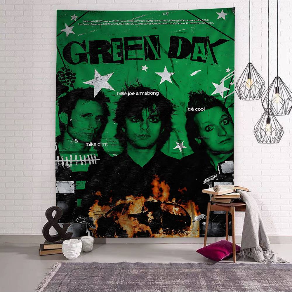 Стена с принтом рок-группы GGreen Day, Большой настенный гобелен, Арт, Научная фантастика, Комната, Домашний декор, Декор, Покрывало