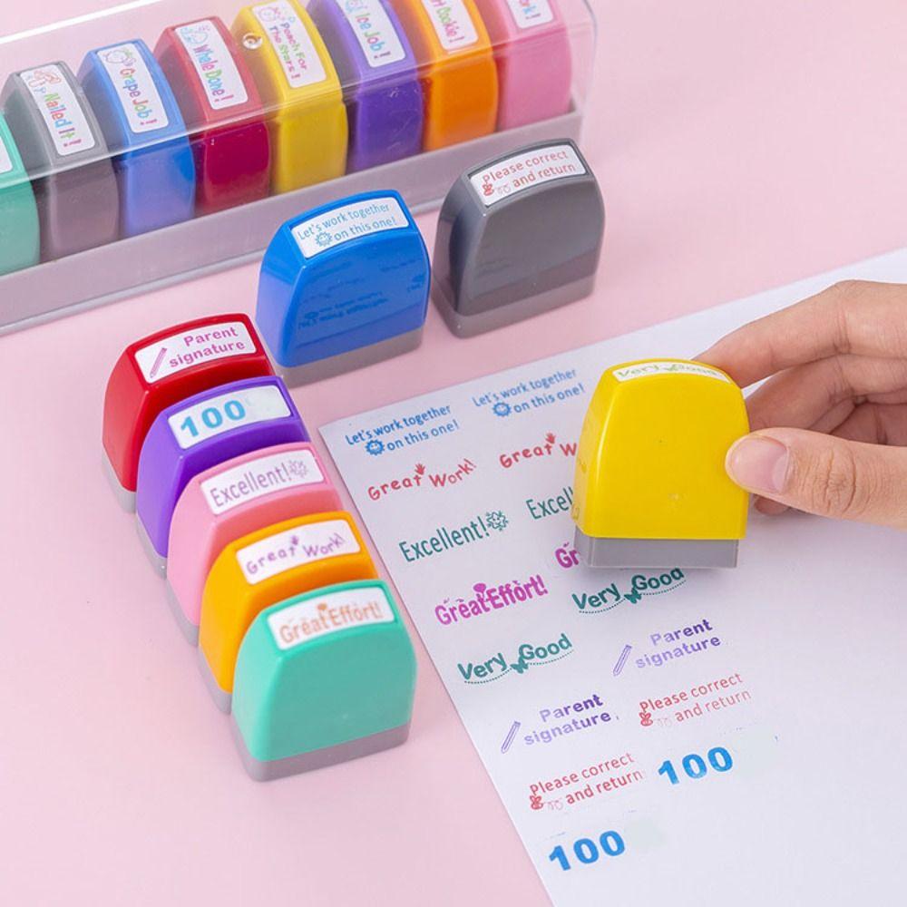 8 Pcs/set 5 Pcs/set Student Praise Teacher Auto-Refilling Stamp Set Teacher Supplies Kids Gifts
