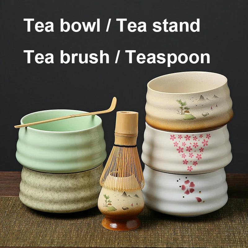 Набор для японского чая матча из 4 предметов, бамбуковый венчик, ложка, керамическая чаша для матча, традиционные инструменты для приготовления чая ручной работы для дома, подарок на день рождения