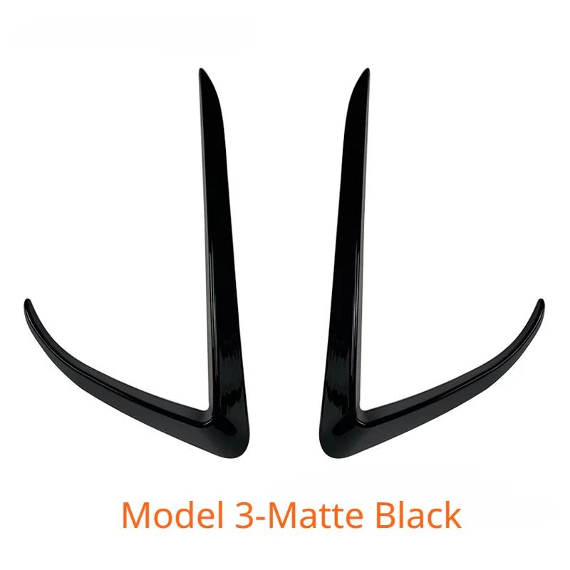 For Tesla Model 3 Y 2017-2024 Accessories Glossy Black Carbon Look Car Front Bumper Fog Light Frame Spoiler Decoration Body Kit