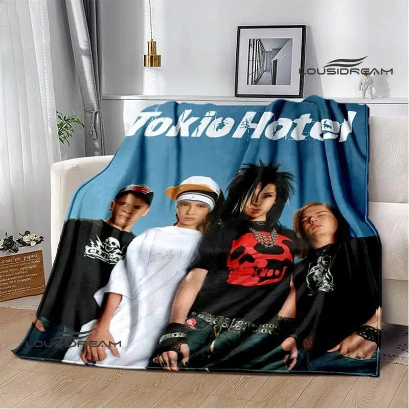 Плед с принтом рок-группы Tokio Hotel Плед для пикника Фланец Теплый плед Домашние и дорожные пледы Постельные принадлежности Подарок на день рождения