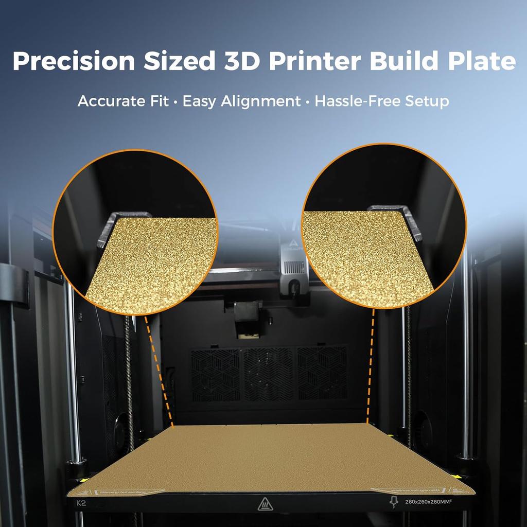 Creality K2 / K2 Pro Build Plate Dual Side Textured Golden PEI Coating Spring Steel Magnetic Bed Plate 3D Printer Build Plate