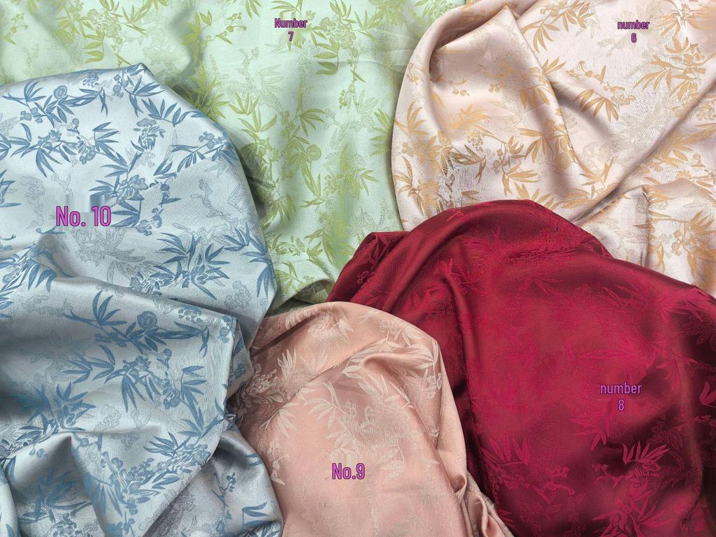 Двухцветная жаккардовая ткань с бамбуковыми листьями для ципао, свадебного платья, рубашки и длинной юбки