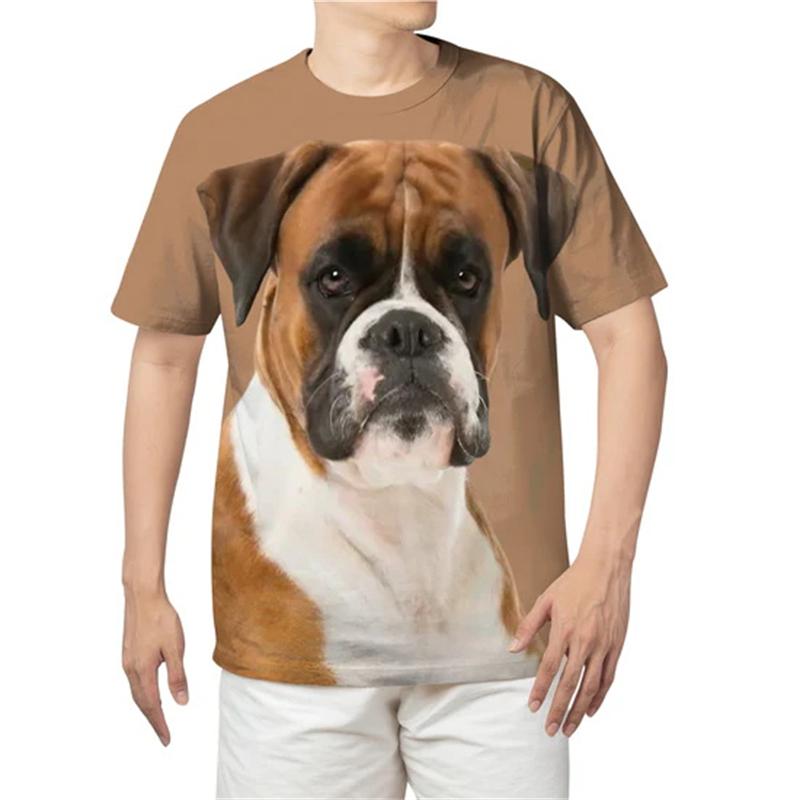 Летняя футболка с 3D-принтом животного собаки, летняя мужская футболка с круглым вырезом и коротким рукавом