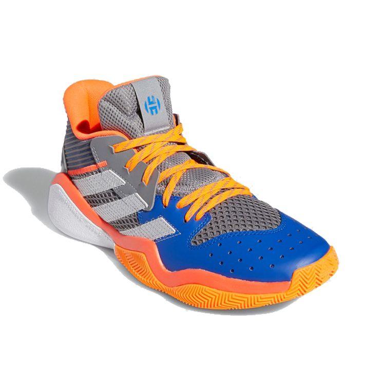 adidas Harden Stepback 1 Кроссовки мужские с круглым носком, шнуровкой, амортизацией, нескользящей подошвой, износостойкие, средней высоты, для баскетбола, оранжевые, белые, синие FW8483