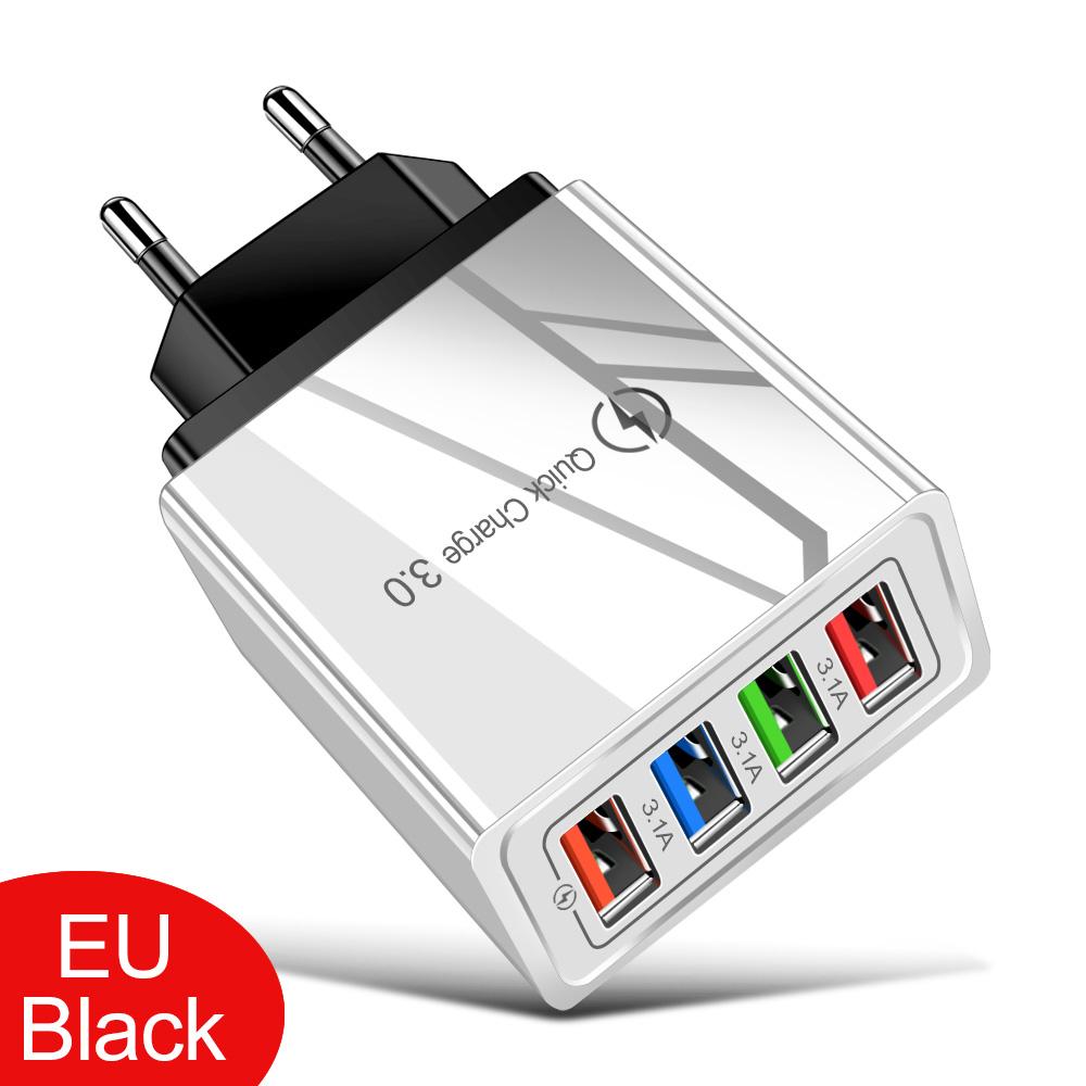 3A USB-зарядное устройство, 4 порта USB, Quick Charge 3.0, штекер EU US, зарядное устройство для мобильного телефона, настенный адаптер, портативная быстрая зарядка для 16 Pro