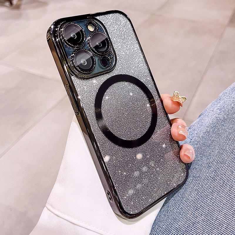 Новый гальванизированный магнитный чехол для IPhone15Promax, 14 Apple 16 Защитный чехол, 13 Градиентный блеск