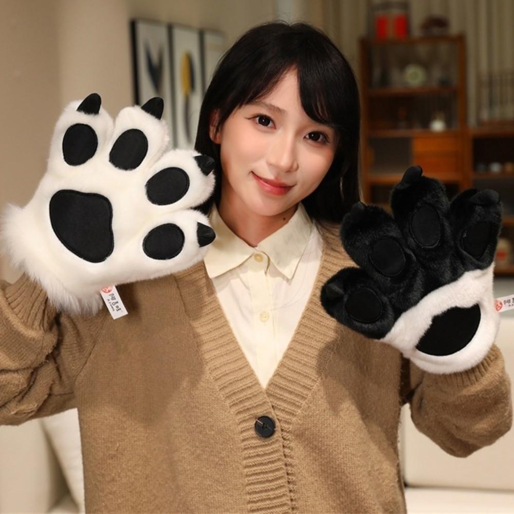 Simulated Faux Tiger Paw Gloves Furry Texture Bear Paw Plush Gloves  Photography Studio