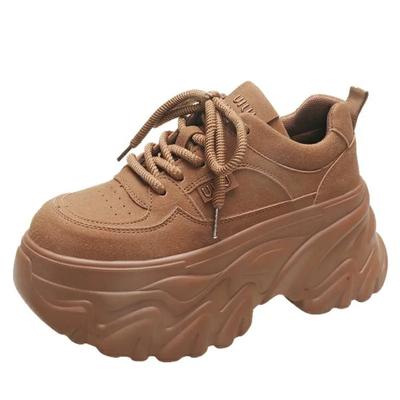 Модные 8 см модные осенне-весенние массивные кроссовки 2024 года женские уличные спортивные туфли на платформе женские туфли на толстой подошве с высоким каблуком женские танкетки