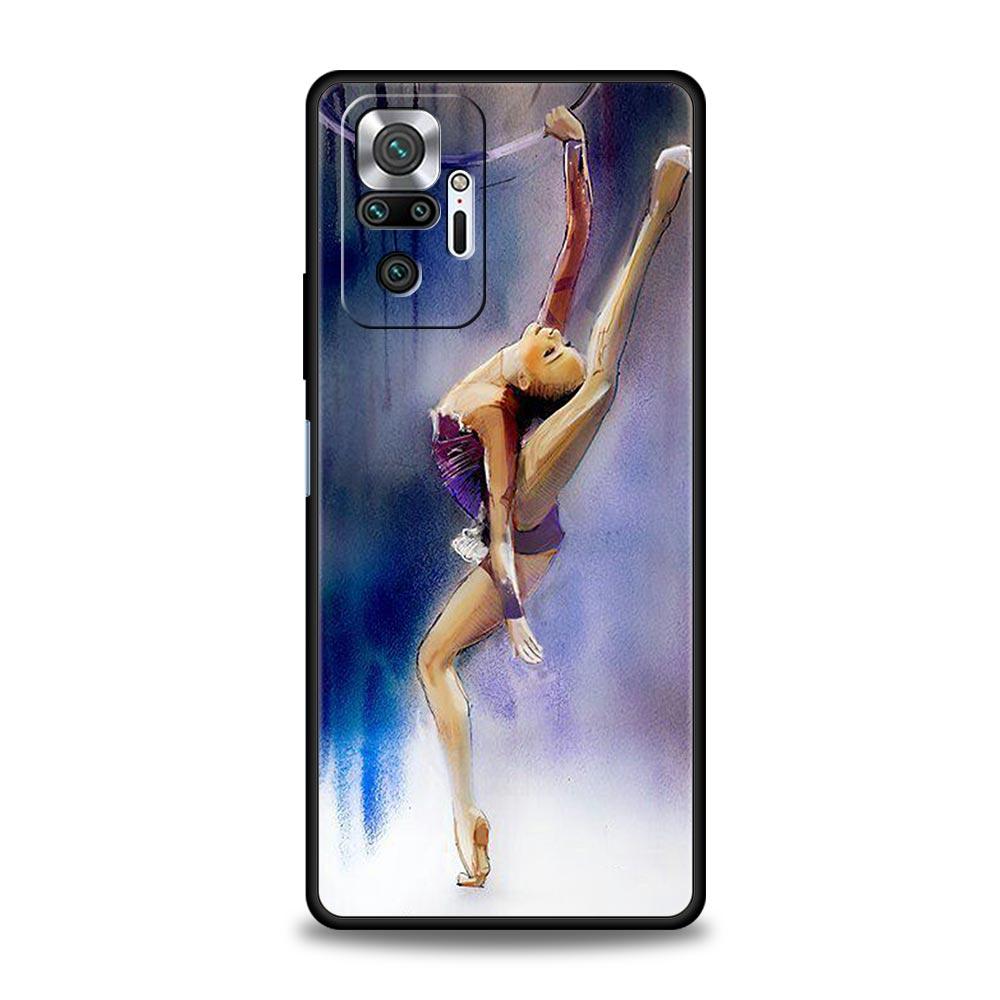 Чехол для телефона для Xiaomi Redmi Note 14 13 12 5G 11 10 Pro Plus 4G 9S 9 14C 13C 12C 10C 9C 9A Мягкий ТПУ Чехол Гимнастика акварель