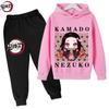 Demon Slayer Anime Tanjiro&Nezuko Print Children Hoodie+Pants 2pcs Set Spring Autumn Kids Girl Fashion Clothing Street Sportsuit