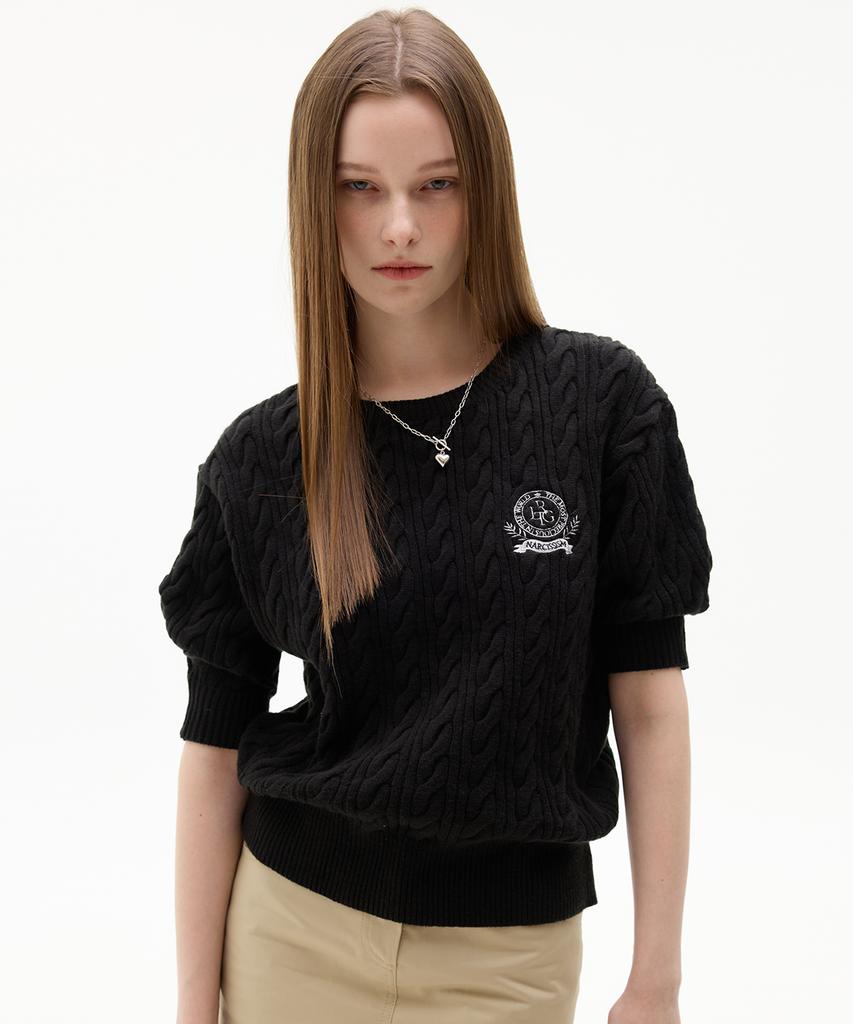 LARTIGENT Lk Cable Half Sleeve Knit(Black)