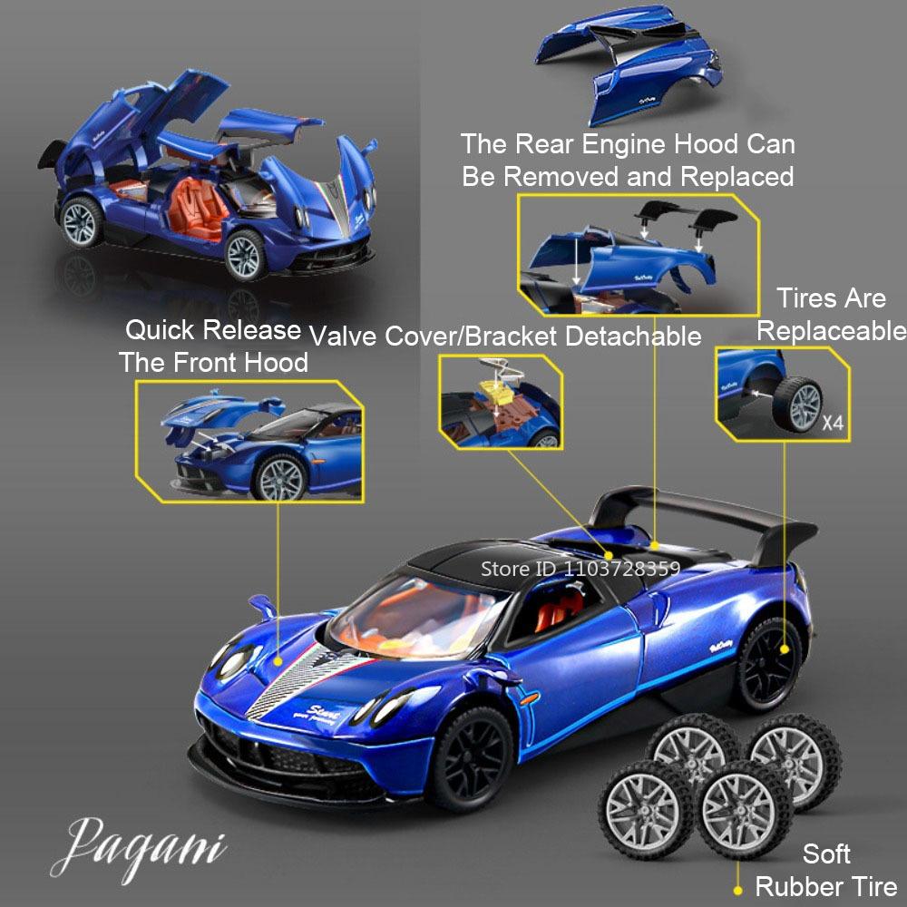 1:43 PAGANI ZONDA R AE86 Игрушечные Модели Машин Металлические Литые Двери Открываются Резиновые Шины Разборная Сборка Украшение для Мальчиков Подарки