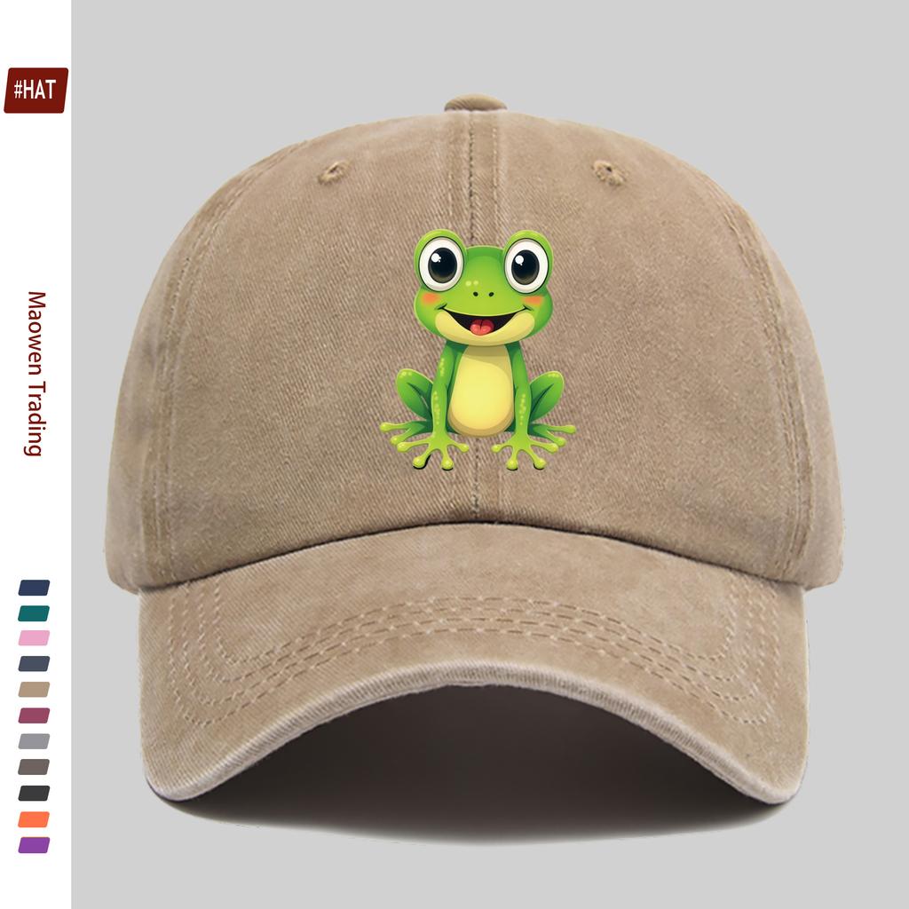pc Cartoon Frog Print Pattern Baseball Cap Cartoon Patriotic Style Design Fashion Decor Hat Truck Driver Papa Hat Comfortabl