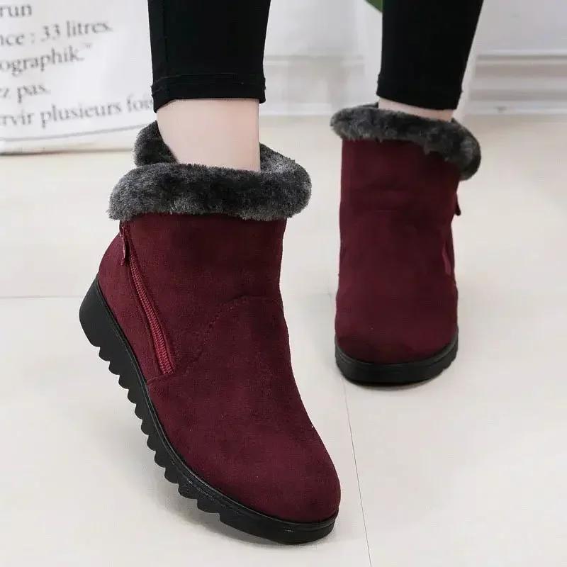 Fashion Zipper Design Winter Boots Women Warm Plush Snow Shoes Ladies Ankle Boots Comfort No-slip Loafers Designer Casual Flats