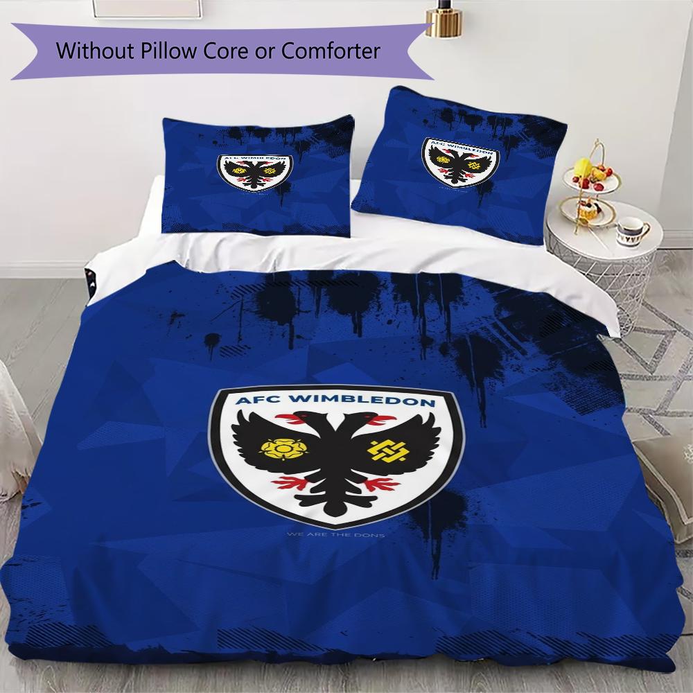AFC Wimbledon Pattern Bedding uilt Set uilt Cover Pillowcase Home Decoration Birthday Gift (1 * duvet cover + 2 * pillowcase without core)
