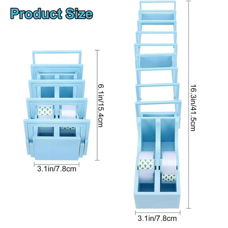 Диспенсер для скотча для упаковки подарков Компактный диспенсер для скотча на 18 полосок для поделок своими руками Портативный держатель на два ролика Подходит для различных размеров скотча с легкой подачей