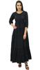 Women's 3 4 Sleeve Summer Cotton Maxi Dress Drawstring Waist