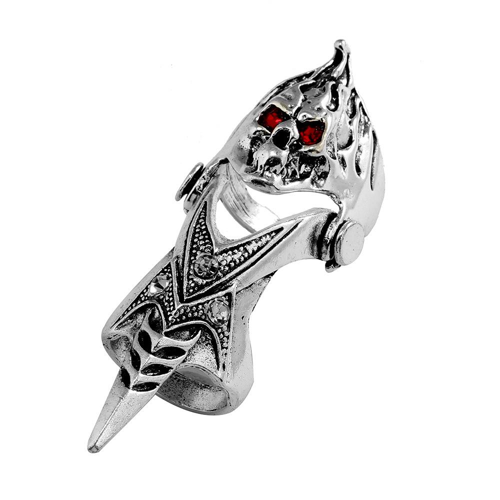 Длинное кольцо из сплава в стиле ретро-панк, персонализированное кольцо в виде рок-череп-дракона