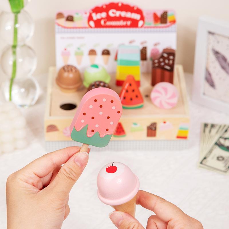 Wooden Children Role-play Play House Ice Cream Ice Cream Simulation Sale Store Commissary Educational Toys