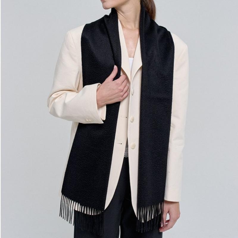 Dal Cashmere Premium Cashmere Scarf 30cm Black