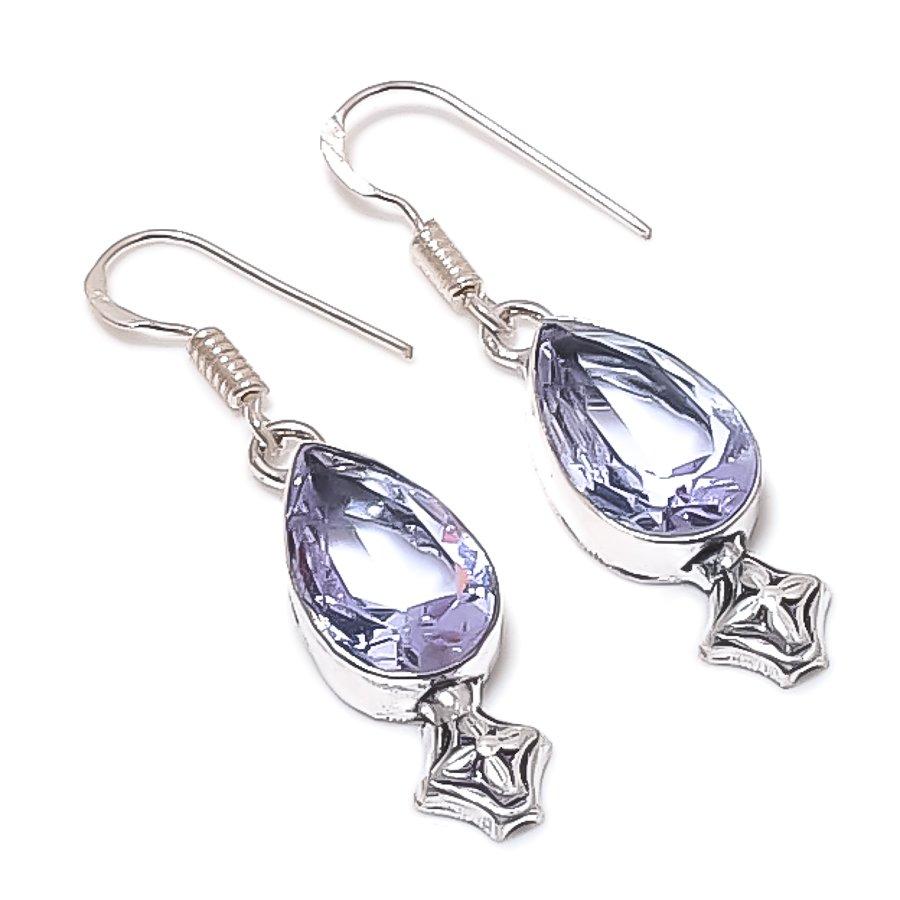 Alexandrite Quartz Gemstone 925 Sterling Silver Earring 1.77"