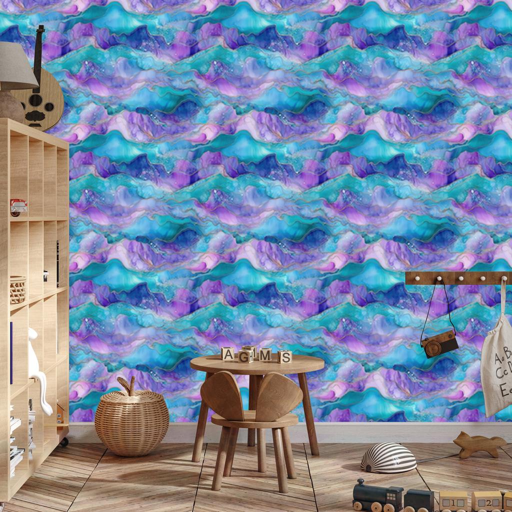 Ink blue, turquoise, purple and lavender wallpaper 50x1000
