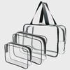 PVC Waterproof Travel Toiletry Bag Set with Dry/Wet Separation - Large Capacity & Transparent, 3-Piece Set