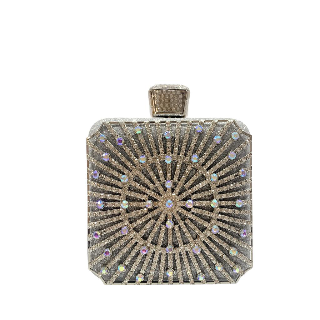 New Woman Bling Gems Evening Clutch Bags Lady Gold/Purple/Blue Diamonds Party Handbag Wedding Bag Bridal Handbags Crystals Purse