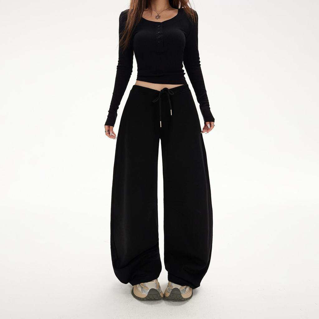 Женские брюки американского ретро-стиля, облегающего кроя, с V-образным поясом и широкими штанинами, коллекция осень/зима 2025