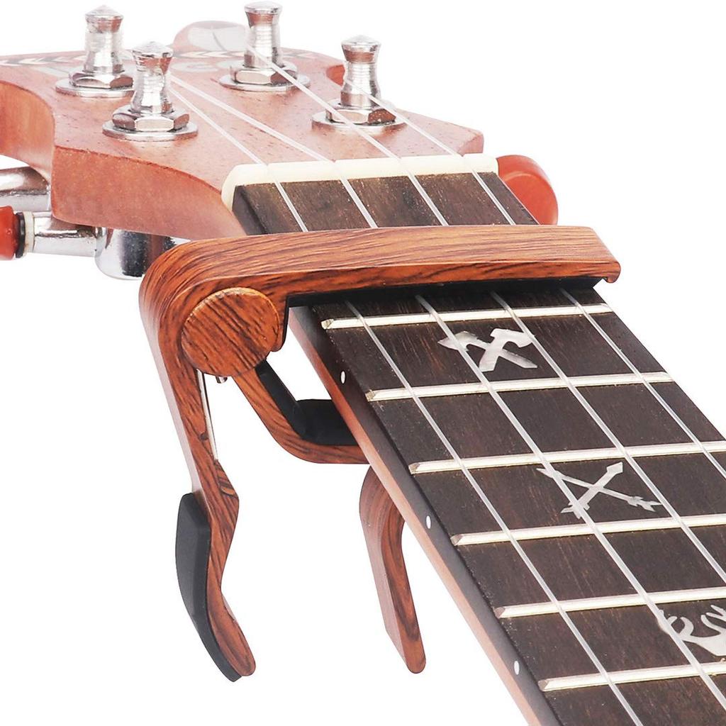 WINGO Capo Professional Ukulele Capo Soprano Concert Rosewood One-touch Baritone, Color.
