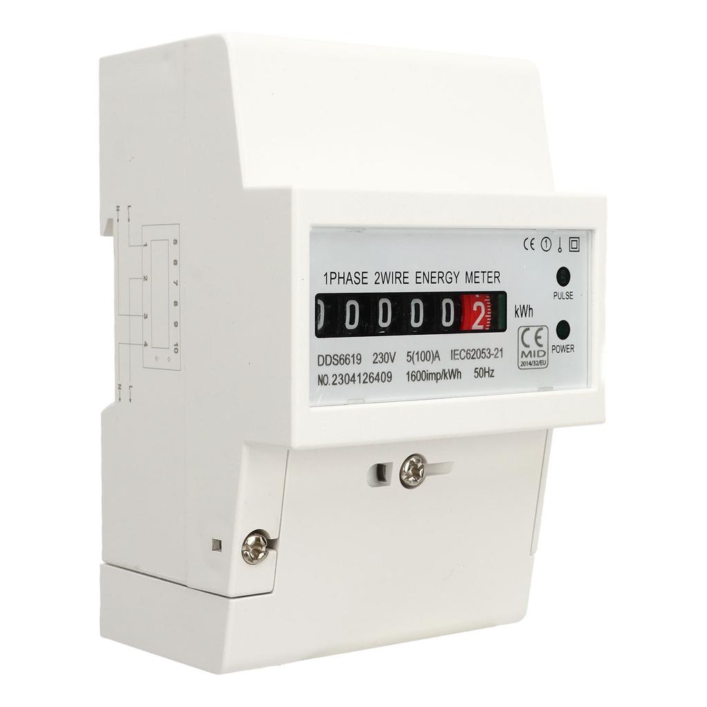 Счетчик электроэнергии однофазный DIN-рейка Ваттметр потребления энергии Измеритель энергии Монитор использования электроэнергии 230В 5(100)К