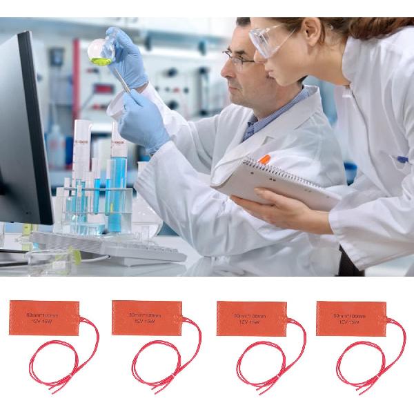 Hilitand 4PCS Silicone Heating Pad, 12V 15W Car Oil Pan Heater Pad 2 x 3.9in Silicone Heater Pad Engine Block Heater Pad with Heat Protector