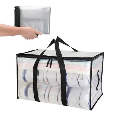 Прозрачная сумка для хранения, большая вместимость, видимая большая несущая способность, двойные ремни, пылезащитное, влагонепроницаемое одеяло, одеяло, подушка, сумка для хранения, переезд