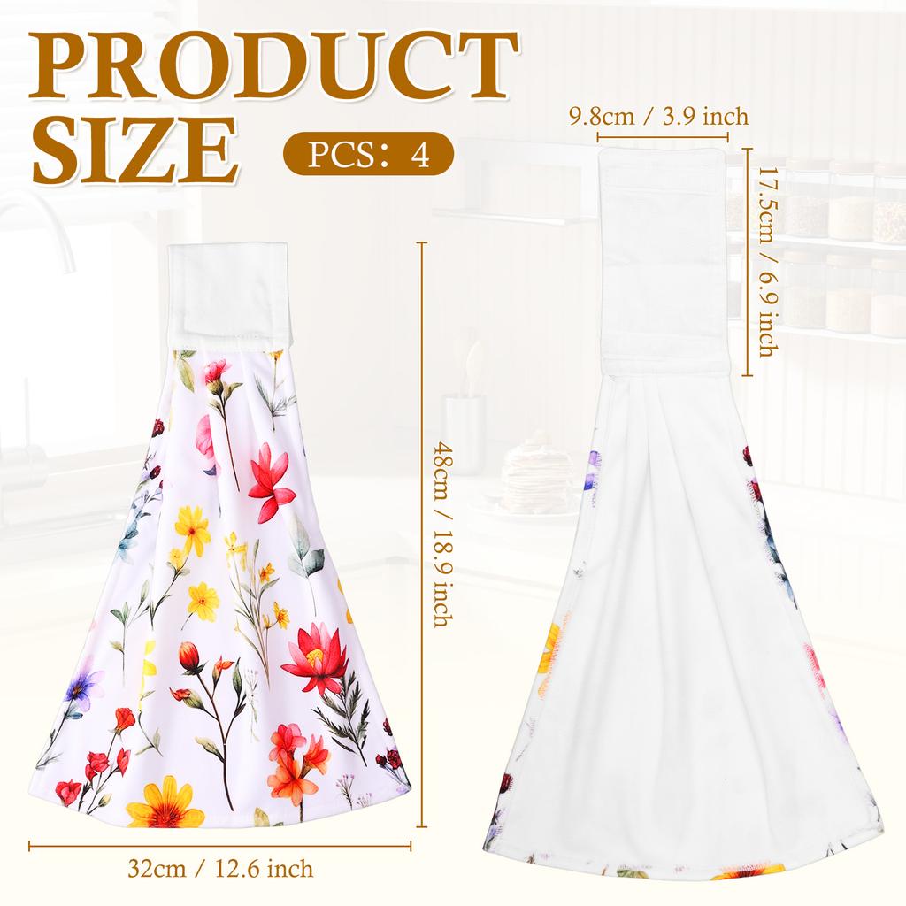 4Pcs Hanging Hand Towel Fiber High Absorbency Soft Towel Fast Drying Easy To Clean for Home Bathroom Kitchen Accessories