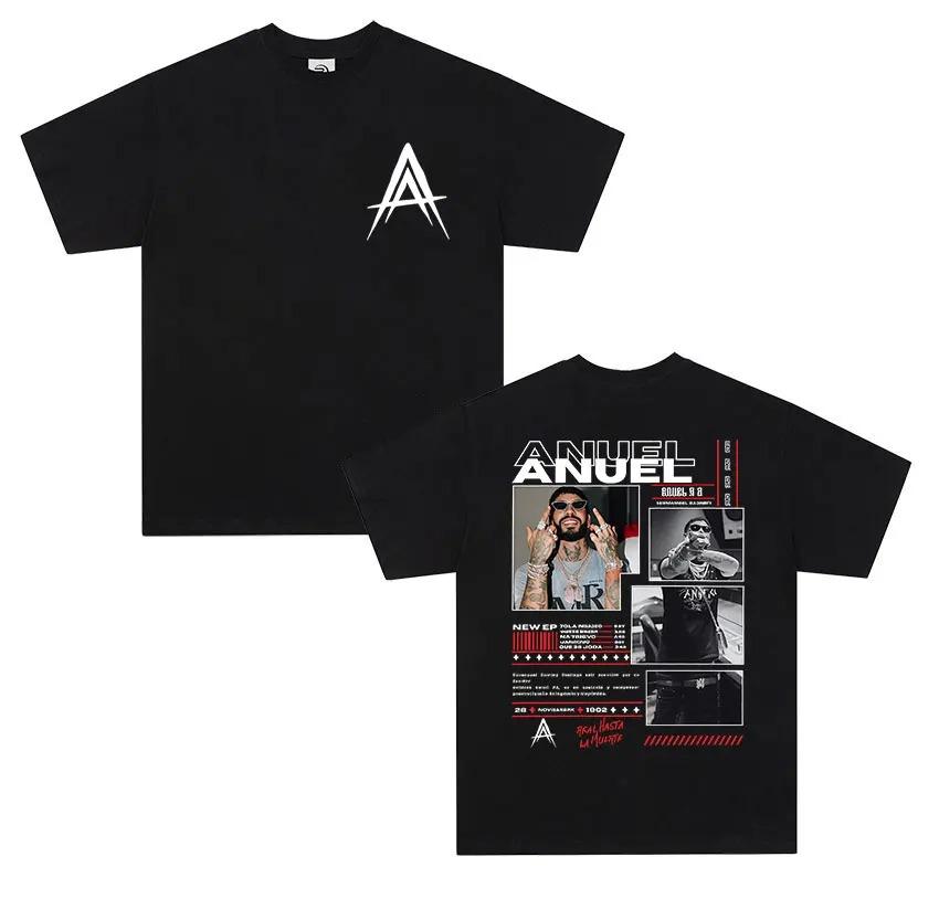 ANUEL AA Подходит для всех сезонов Новая модель Личность Одежда Для пар Унисекс Свободная футболка Высокое качество Горячий продукт Высококлассный Роскошь