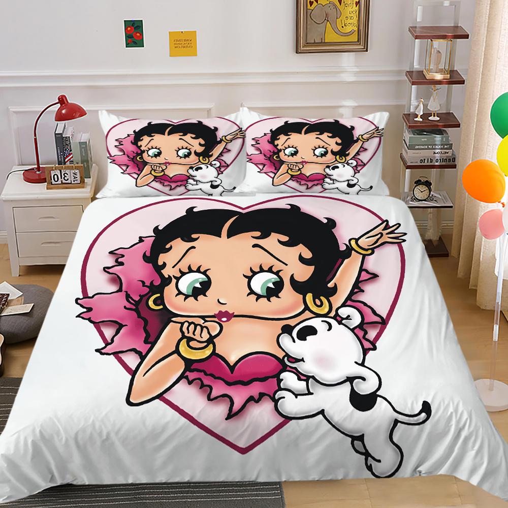 Bedding Set Cover Lovely 3D Betty Boop Printing Girl Double Size Home Textiles Comforter Cover Set
